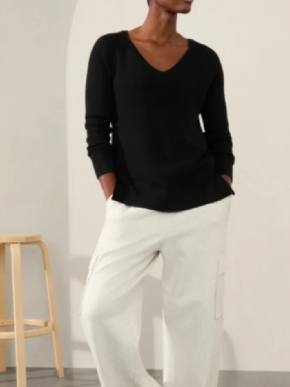 Athleta Hanover ribbed sweater, black, size M